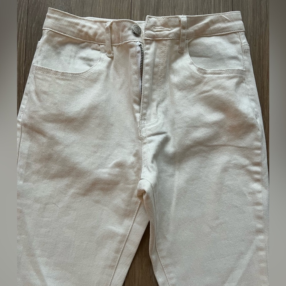 Altar'd State Cream Denim Pants Super Flare Size Small - Picture 6 of 6